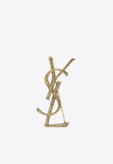 Saint Laurent Cassandre Logo Twisted Brooch Gold 670466Y1500/S_YSL-8069
