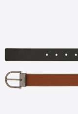 Ferragamo Reversible Calf Leather Belt Cognac 670469 DOUBLE ADJUS 786425 NEW COGNAC