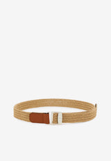 Ferragamo Double Gancini Woven Belt Beige 670665 SIZED 791098 NATURALE RST