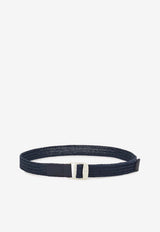 Ferragamo Double Gancini Woven Belt Navy 670665 SIZED 791099 NEW NAVY DKB