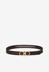Ferragamo Adjustable Double Gancini Woven Leather Belt Brown 670710 ADJ 794456 TESTA DI MORO X 670710