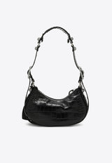 Balenciaga XS Le Cagole Shoulder Bag in Croc Embossed Leather 67130923EJY/O_BALEN-1000 Black