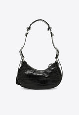 Balenciaga XS Le Cagole Croc-Embossed Leather Shoulder Bag Black 67130923EJY/P_BALEN-1000