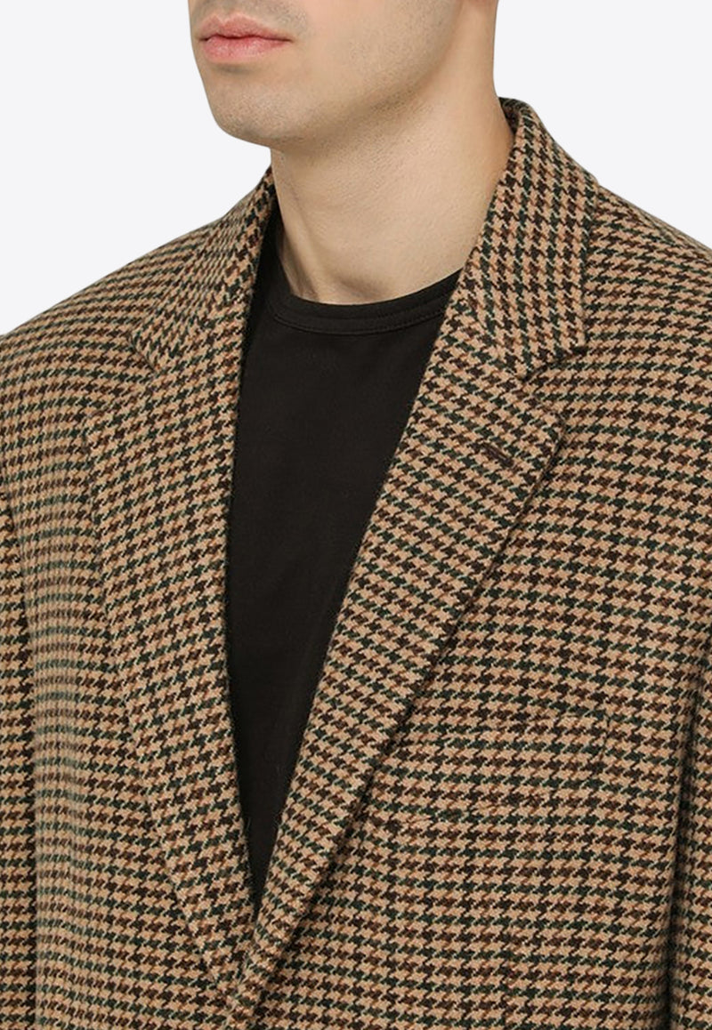 Balenciaga Houndstooth Single-Breasted Wool-Blend Blazer 674430TPU02/O_BALEN-9378