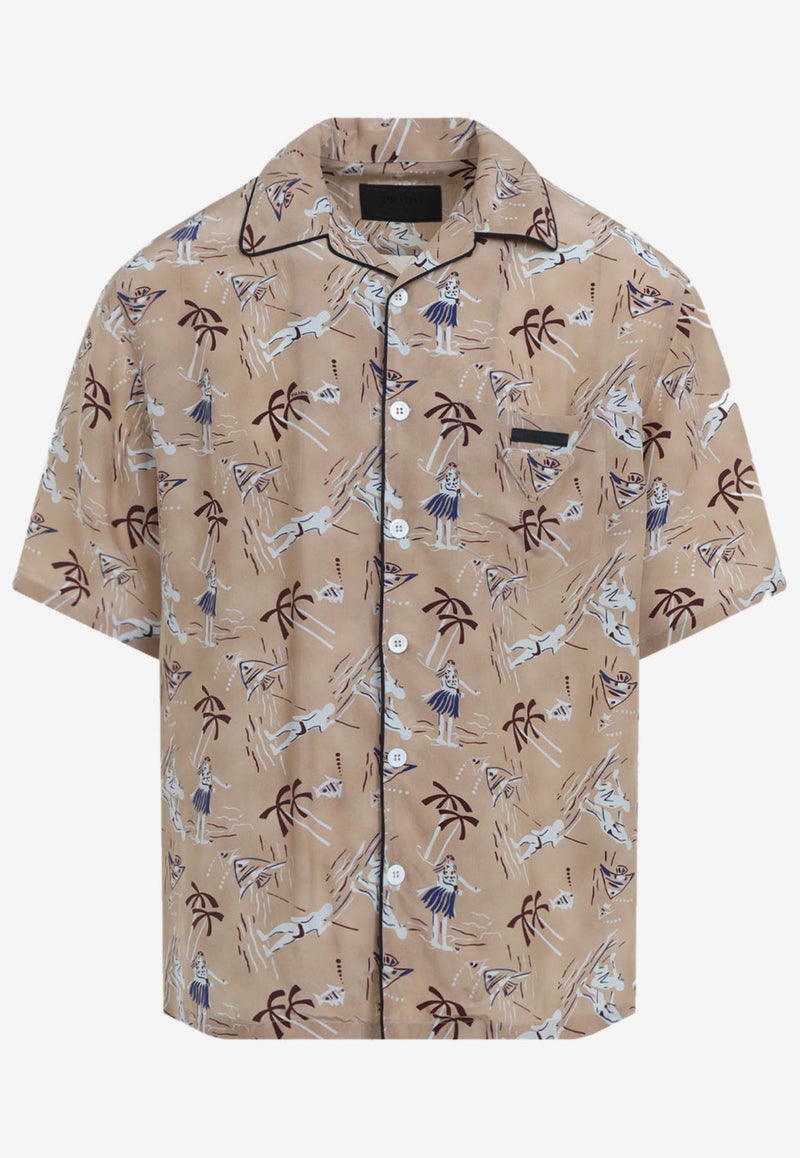 Hawaii Print Short-Sleeved Shirt