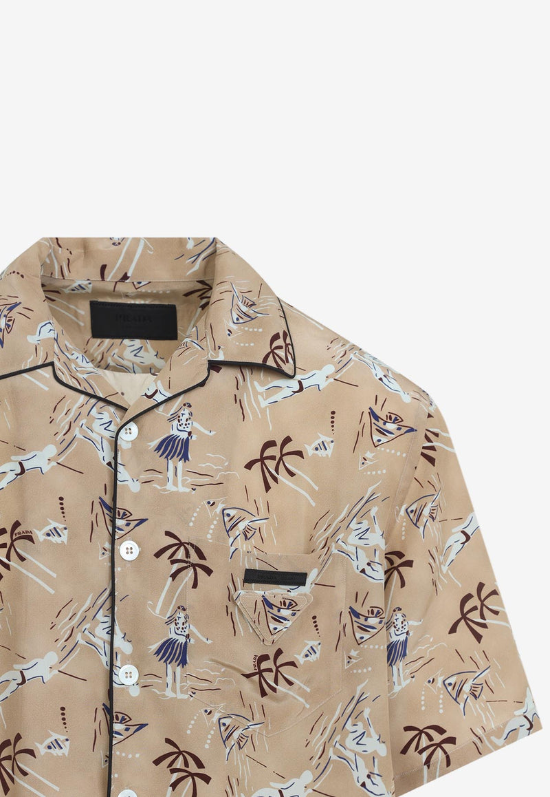 Hawaii Print Short-Sleeved Shirt