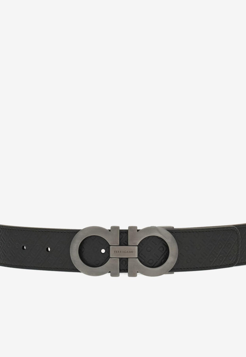 Ferragamo Double Gancini Reversible Leather Belt Black 675542 DOUBLE ADJUS 780544 NERO