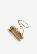 Alexander McQueen Crystal-Embellished Knuckle Clutch Silver 6762561BLDT 1900