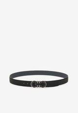 Ferragamo Reversible and Adjustable Gancini Belt in Hammered Leather Multicolor 67A254 DOUBLE ADJUS 790422 NERO
