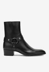 Saint Laurent Wyatt Harness Calf Leather Ankle Boots Black 6813311YL00/P_YSL-1000