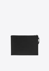 Saint Laurent Logo Stamped Leather Zip Pouch Bag Black 683865BTY0N/P_YSL-1000