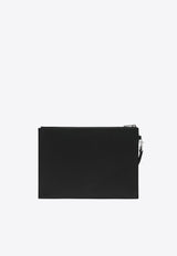 Saint Laurent Logo Stamp Leather Zip Pouch Bag Black 683865BTY0N_YSL-1000