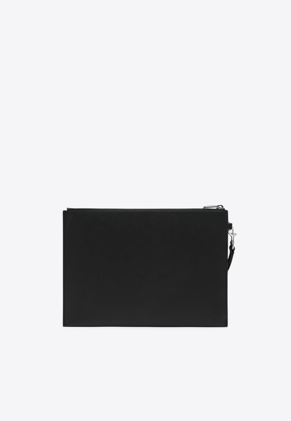 Saint Laurent Logo Stamp Leather Zip Pouch Bag Black 683865BTY0N_YSL-1000