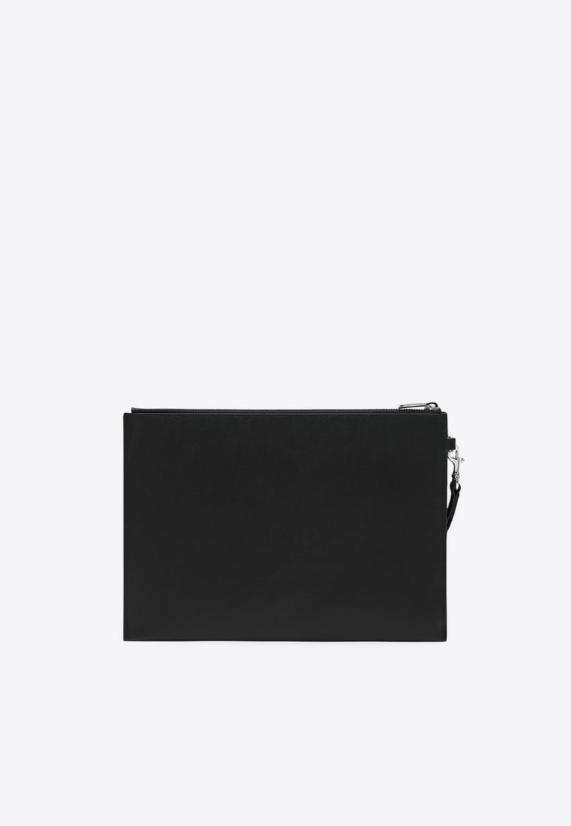 Saint Laurent Logo Stamp Leather Zip Pouch Bag Black 683865BTY0N_YSL-1000