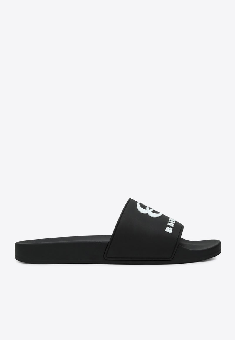 Balenciaga Unity Sports Icon Rubber Slides Black 689031W1SA6/Q_BALEN-1090