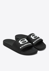 Balenciaga Unity Sports Icon Rubber Slides Black 689031W1SA6/Q_BALEN-1090
