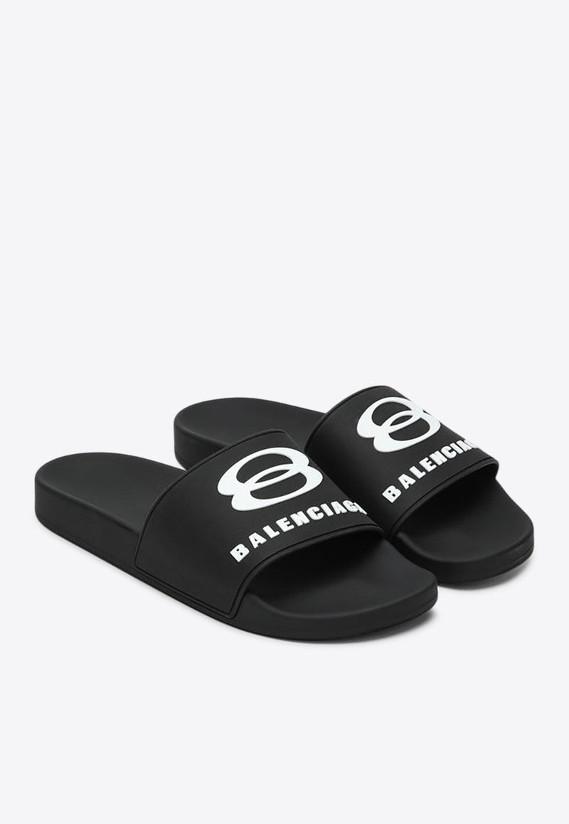 Balenciaga Unity Sports Icon Rubber Slides Black 689031W1SA6/Q_BALEN-1090