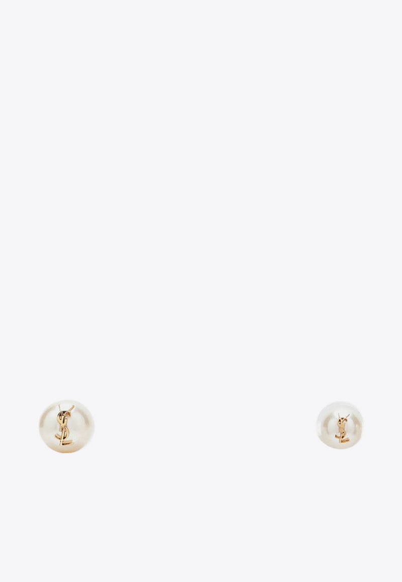 Saint Laurent Asymmetrical Cassandre Pearl Stud Earrings Pearl 691563Y1526/P_YSL-9018