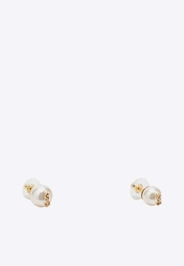 Saint Laurent Asymmetrical Cassandre Pearl Stud Earrings Pearl 691563Y1526/P_YSL-9018