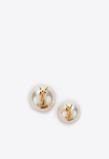 Saint Laurent Asymmetrical Pearl Earrings  Gold 691563Y1526/S_YSL-9018