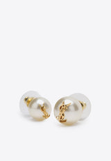Saint Laurent Asymmetrical Pearl Earrings  Gold 691563Y1526/S_YSL-9018