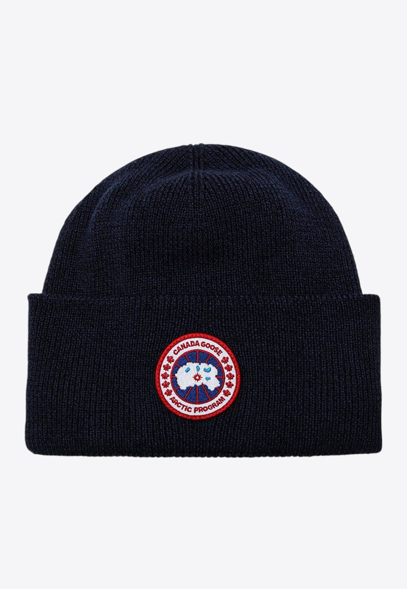 Canada Goose Logo Patch Wool Beanie Blue 6936YNY/P_CANAD-151