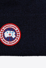 Canada Goose Logo Patch Wool Beanie Blue 6936YNY/P_CANAD-151