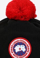 Canada Goose Kids Boys Logo Patch Pom Pom Wool Beanie Black 6948KNY/P_CANAD-61