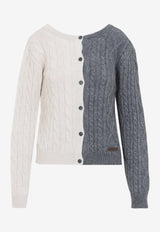Bi-Color Cable-Knit Cardigan