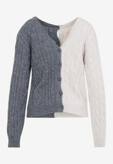 Bi-Color Cable-Knit Cardigan