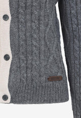 Bi-Color Cable-Knit Cardigan