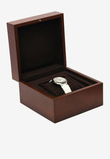 ساعة هيرميس كات 36 مم كبيرة مع حزام مطاطي أبيض وحافة مُزينة بالألماس