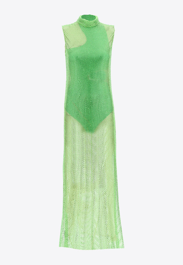 Stella McCartney Crystal Mesh Gown with Cut-Out Green 6A0003_3STA82_3801