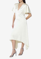 Stella McCartney V-neck Satin Midi Dress Butter 6A06573FU302/S_STELL-9210