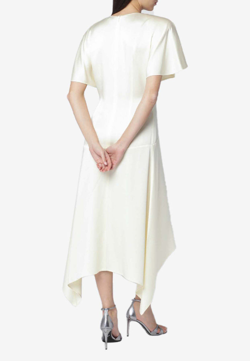 Stella McCartney V-neck Satin Midi Dress Butter 6A06573FU302/S_STELL-9210