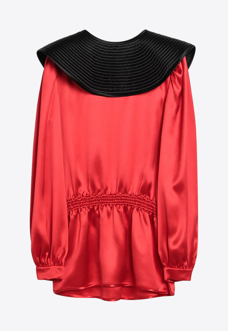 Valentino Silk Long-Sleeves Blouse Red 6B0AEAM17S9/Q_VALE-DUT