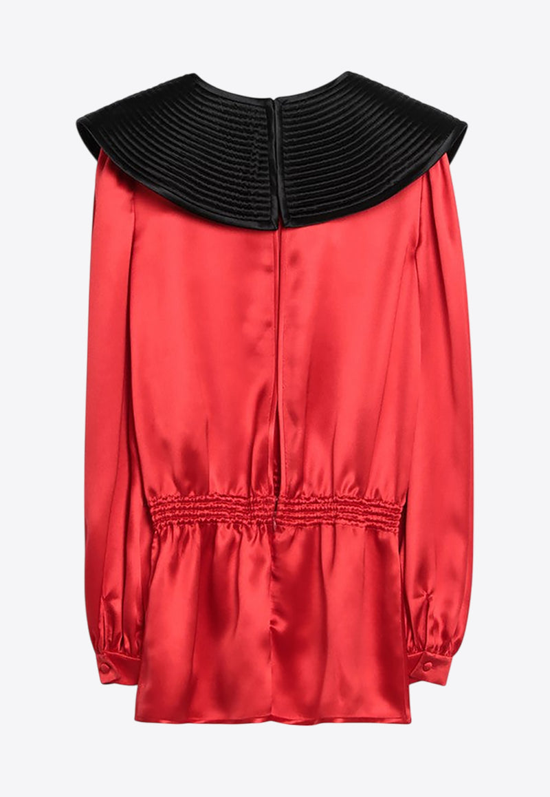 Valentino Silk Long-Sleeves Blouse Red 6B0AEAM17S9/Q_VALE-DUT