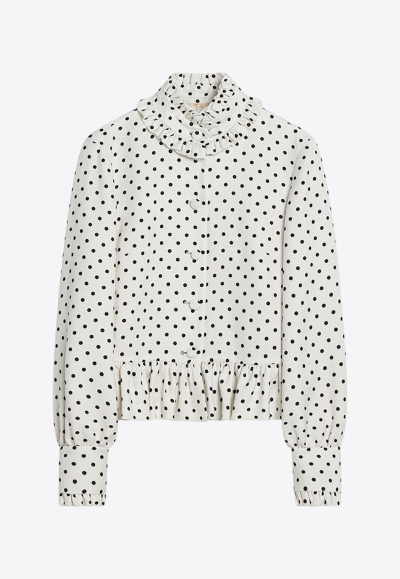 Valentino Single-Breasted Polka-Dots Jacket White 6B0CE4A098S/Q_VALE-R8E