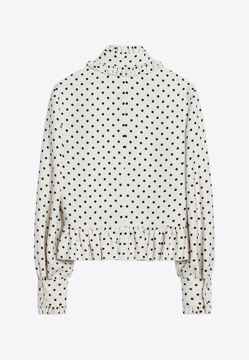 Valentino Single-Breasted Polka-Dots Jacket White 6B0CE4A098S/Q_VALE-R8E