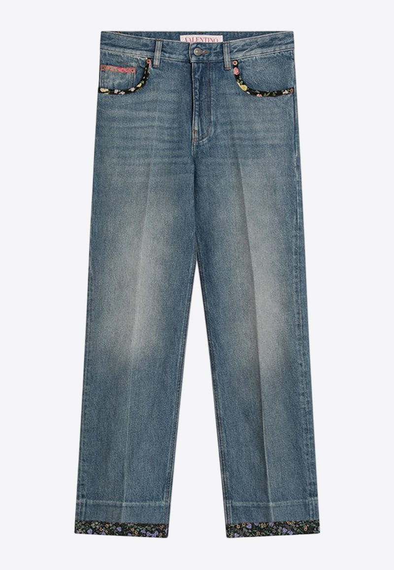 Valentino Washed Straight Jeans Blue 6B0DD19X94V/Q_VALE-558