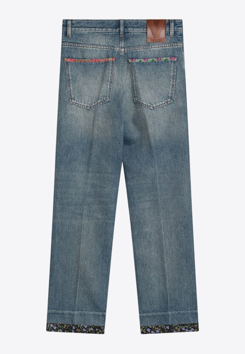 Valentino Washed Straight Jeans Blue 6B0DD19X94V/Q_VALE-558