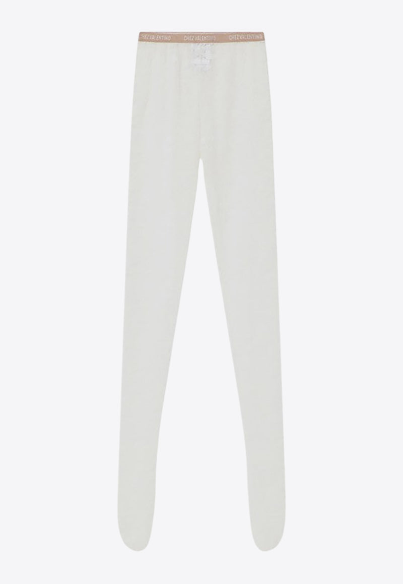Valentino Logo Lace Tights Ivory 6B0KI03Q9BT/Q_VALE-A03