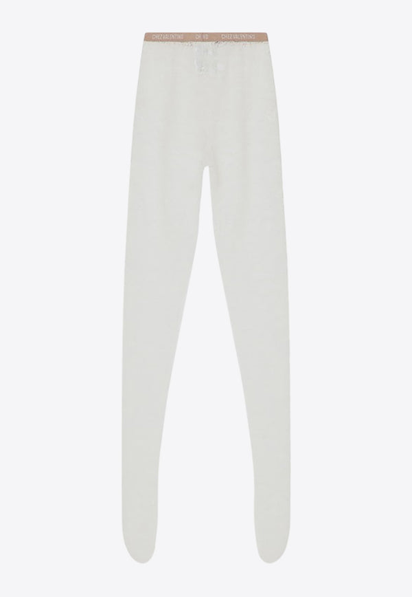 Valentino Logo Lace Tights Ivory 6B0KI03Q9BT/Q_VALE-A03