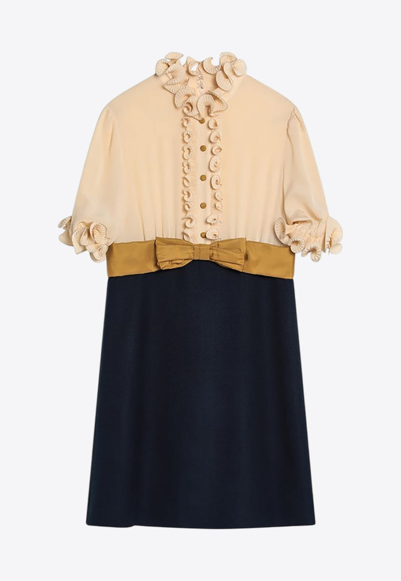 Valentino Ruffled Mini Dress Blue 6B0VADJ698T/Q_VALE-DSV