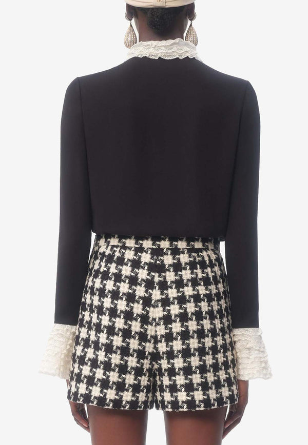 Valentino Ruffled Georgette Shirt Black 6B3AB7321MH 0NA