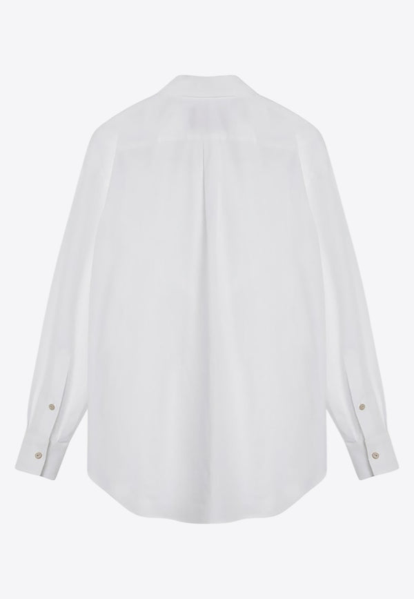 Valentino Ruffled Yoke Long-Sleeved Shirt White 6B3AB7865A6/Q_VALE-001