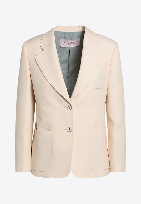 Valentino Wool and Silk Single-Breasted Jacket Beige 6B3CE4101CF/Q_VALE-ET5