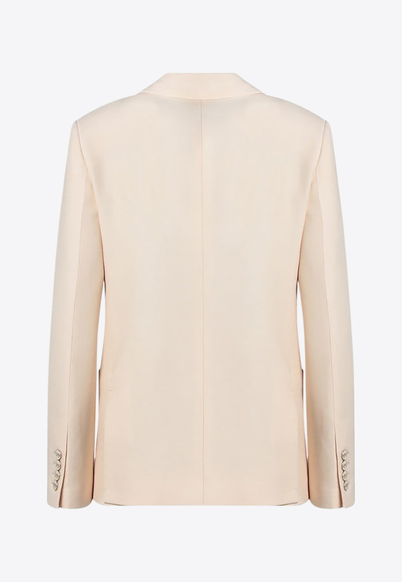Valentino Wool and Silk Single-Breasted Jacket Beige 6B3CE4101CF/Q_VALE-ET5
