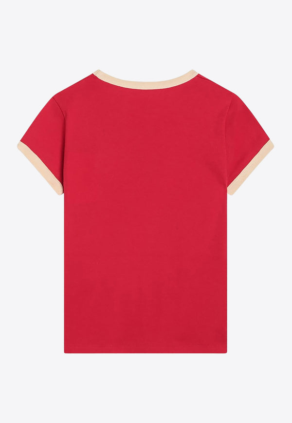 Valentino Chez Logo Print Jersey T-shirt Red 6B3MG24D970/Q_VALE-QSJ