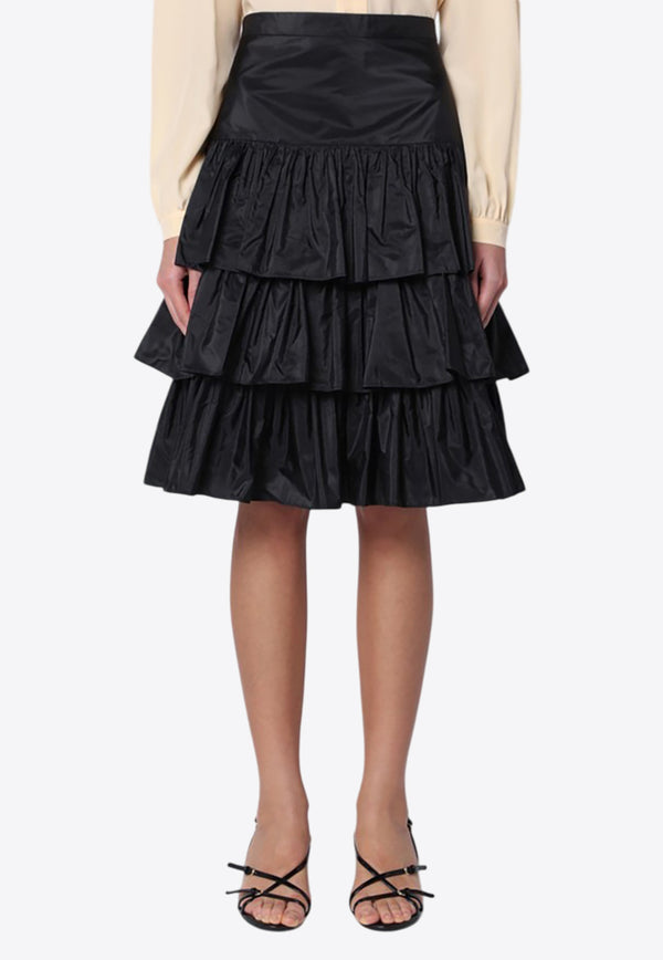 Valentino Taffeta Flounced Skirt Black 6B3RACH1917/Q_VALE-0NO